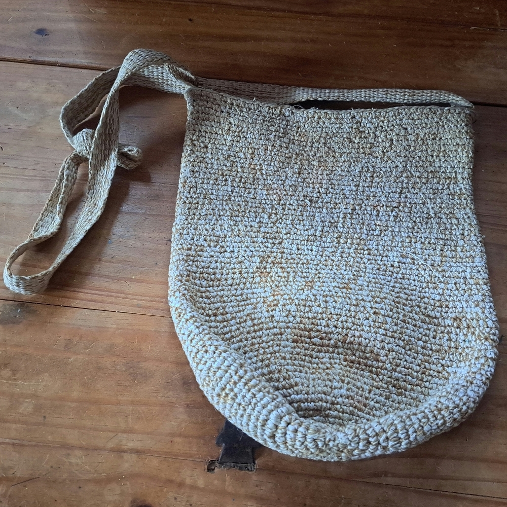 Boho Handmade Crochet Woven Natural Fiber Crossbody Shoulder Bag Small Beach
